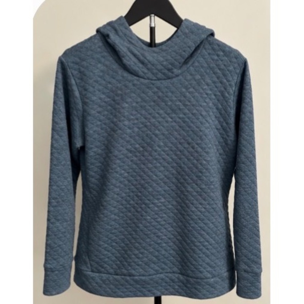 RBX Active Womens Blue Diamond Quilted Pullover Hoodie Sweatshirt Size M